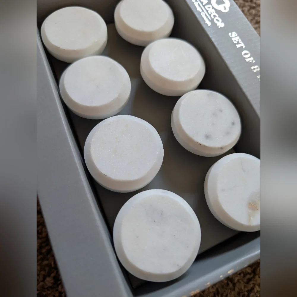 Casa Decor White Marble Drawer Knobs Set of 8